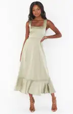 Claire Midi Dress ~ Moss Green Luxe Satin(XXS)