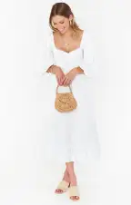 Mandi Midi Dress ~ White Rose Jacquard(XS)