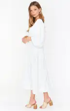 Mandi Midi Dress ~ White Rose Jacquard(XS)