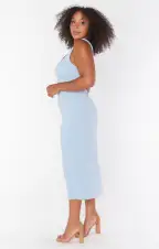Eden Midi Dress ~ Steel Blue Stretch(XXS)