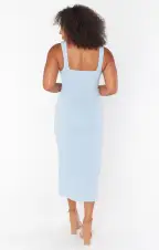 Eden Midi Dress ~ Steel Blue Stretch(XXS)