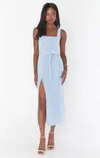 Eden Midi Dress ~ Steel Blue Stretch(XXS)