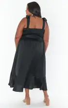 Claire Midi Dress ~ Black Luxe Satin(XXS)