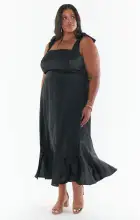 Claire Midi Dress ~ Black Luxe Satin(XXS)