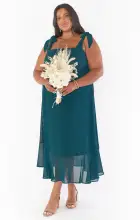 Claire Midi Dress ~ Emerald Chiffon(XXS)