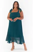 Claire Midi Dress ~ Emerald Chiffon(XXS)