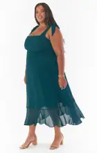 Claire Midi Dress ~ Emerald Chiffon(XXS)