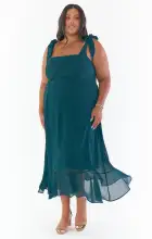 Claire Midi Dress ~ Emerald Chiffon(XXS)