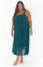 Claire Midi Dress ~ Emerald Chiffon(XXS)
