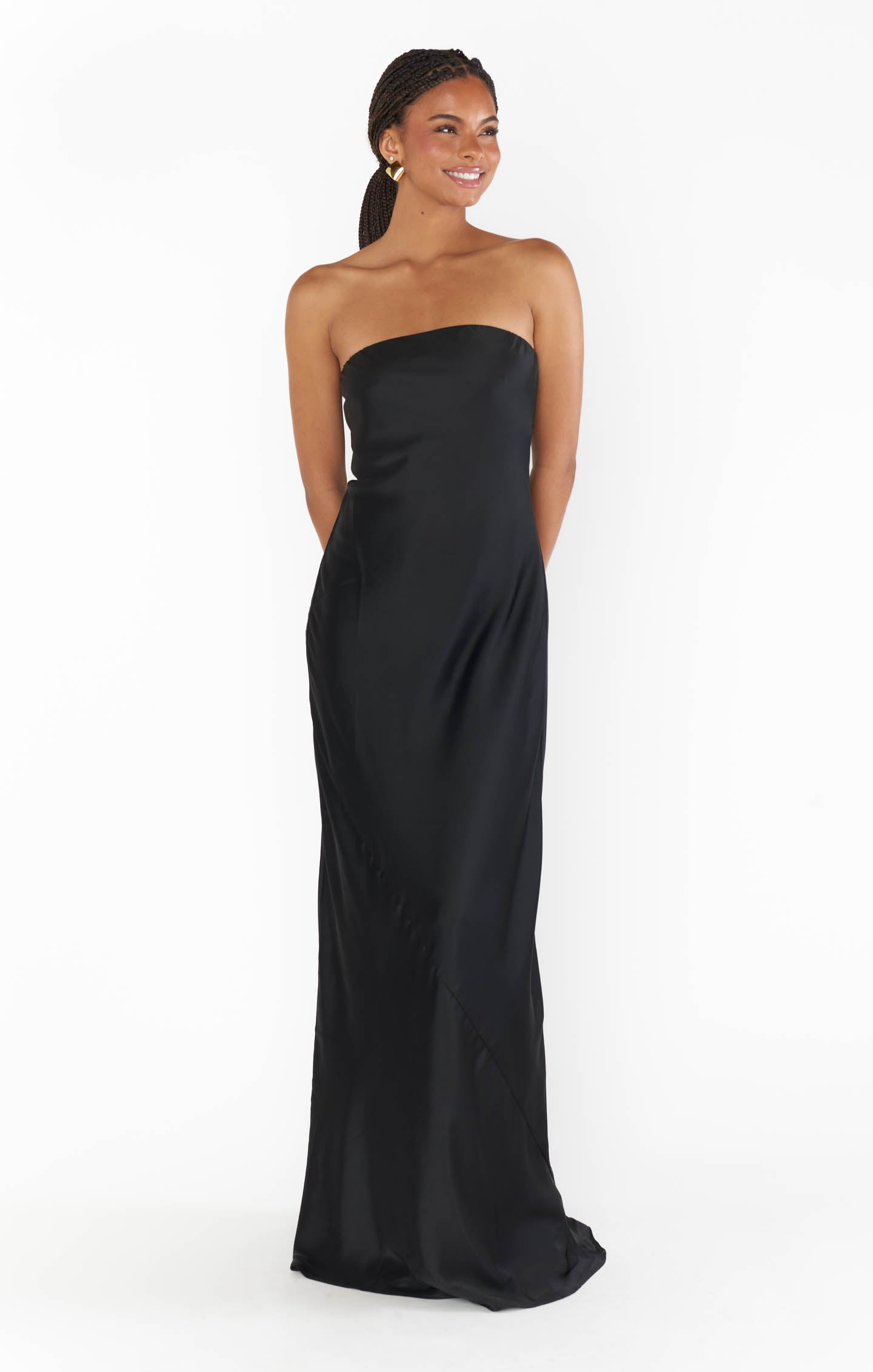 Taylor Tube Maxi Dress ~ Black Luxe Satin(XXS)