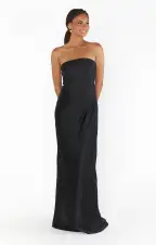 Taylor Tube Maxi Dress ~ Black Luxe Satin(XXS)