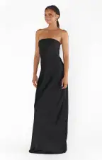 Taylor Tube Maxi Dress ~ Black Luxe Satin(XXS)