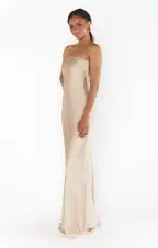 Taylor Tube Maxi Dress ~ Champagne Luxe Satin(XXS)