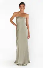 Taylor Tube Maxi Dress ~ Moss Green Luxe Satin(XXS)