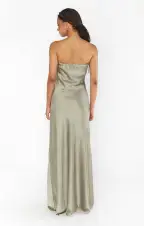 Taylor Tube Maxi Dress ~ Moss Green Luxe Satin(XXS)