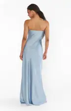 Taylor Tube Maxi Dress ~ Steel Blue Luxe Satin(XXS)