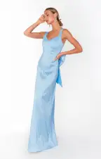 Charlotte Bow Dress ~ Light Blue Taffeta(XXS)