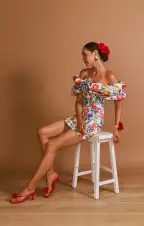 Major Drama Dress ~ Charm Peony White Taffeta(XS)