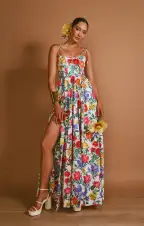 Juliet Maxi Dress ~ Charm Peony White Taffeta(XS)
