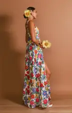 Juliet Maxi Dress ~ Charm Peony White Taffeta(XS)