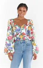 Lover Top ~ Charm Peony White Taffeta(XS)