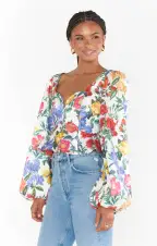 Lover Top ~ Charm Peony White Taffeta(XS)