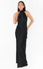 Lisa Maxi Dress ~ Black Luxe Satin(XXS)