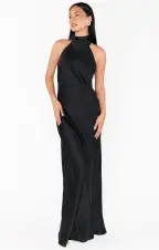 Lisa Maxi Dress ~ Black Luxe Satin(XXS)