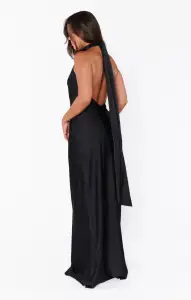 Lisa Maxi Dress ~ Black Luxe Satin(XXS)