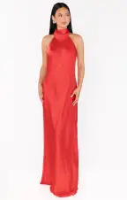 Lisa Maxi Dress ~ Red Luxe Satin(XXS)