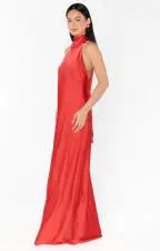 Lisa Maxi Dress ~ Red Luxe Satin(XXS)