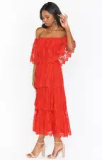 Lana Midi Dress ~ Red Spring Fling Lace(XS)