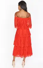 Lana Midi Dress ~ Red Spring Fling Lace(XS)