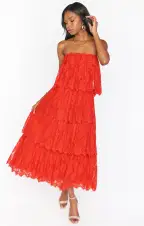 Lana Midi Dress ~ Red Spring Fling Lace(XS)