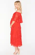 Lana Midi Dress ~ Red Spring Fling Lace(XS)