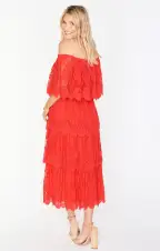 Lana Midi Dress ~ Red Spring Fling Lace(XS)