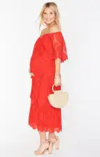 Lana Midi Dress ~ Red Spring Fling Lace(XS)