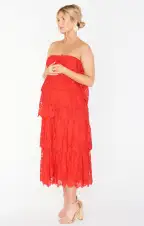 Lana Midi Dress ~ Red Spring Fling Lace(XS)