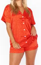 Slumber PJ Set ~ Red Cheetah Silky(XS)