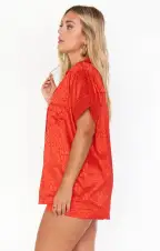 Slumber PJ Set ~ Red Cheetah Silky(XS)
