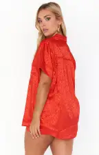Slumber PJ Set ~ Red Cheetah Silky(XS)