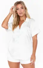 Slumber PJ Set ~ White Cheetah Silky(XS)
