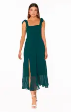 Claire Midi Dress ~ Emerald Chiffon(XXS)