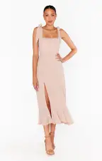 Claire Midi Dress ~ Dusty Blush Crisp(XXS)