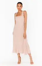 Claire Midi Dress ~ Dusty Blush Crisp(XXS)