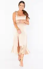 Claire Midi Dress ~ Champagne Luxe Satin(XXS)