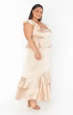 Reese Ruffle Dress ~ Champagne Luxe Satin(XXS)