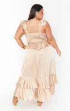 Reese Ruffle Dress ~ Champagne Luxe Satin(XXS)