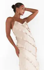 Romance Ruffle Dress ~ Champagne Luxe Satin(XXS)