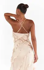 Romance Ruffle Dress ~ Champagne Luxe Satin(XXS)